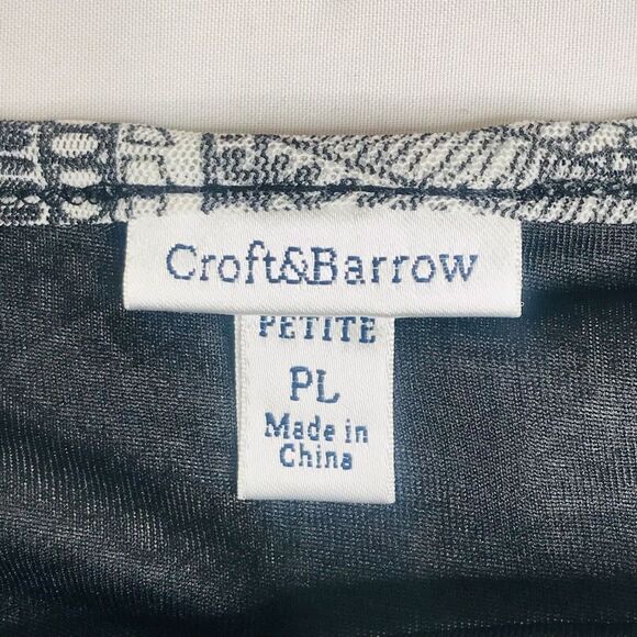 Croft & Barrow Womens Top Shirt Multicolor Abstract Keyhole Neck Petites PL - Picture 4 of 6